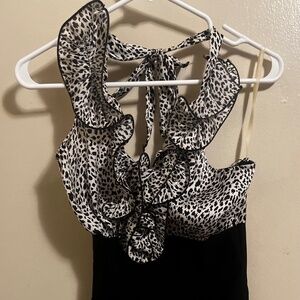 Sexy black dress with animal print